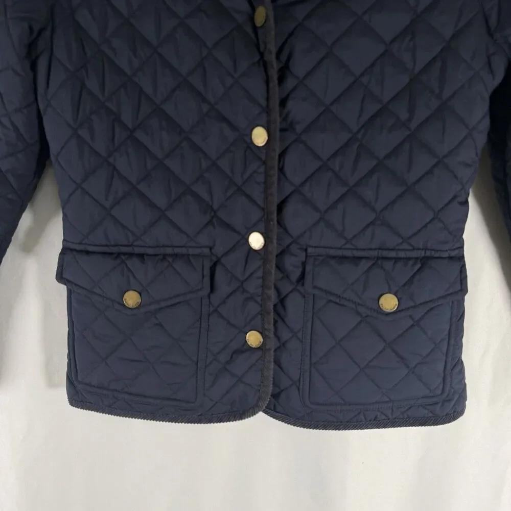Ralph Lauren Jacket Girls Large 12-14 Black Snap Front Light Puffer Pockets